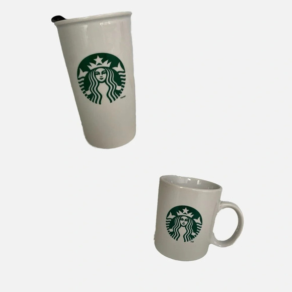 Starbucks Siren Logo Double-Wall Ceramic Coffee Tumbler and Mug 2011 Set - Picture 2 of 16
